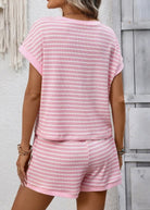 Striped Waffle Shorts Set - Pink - short set -Jimberly's Boutique-Olive Branch-Mississippi