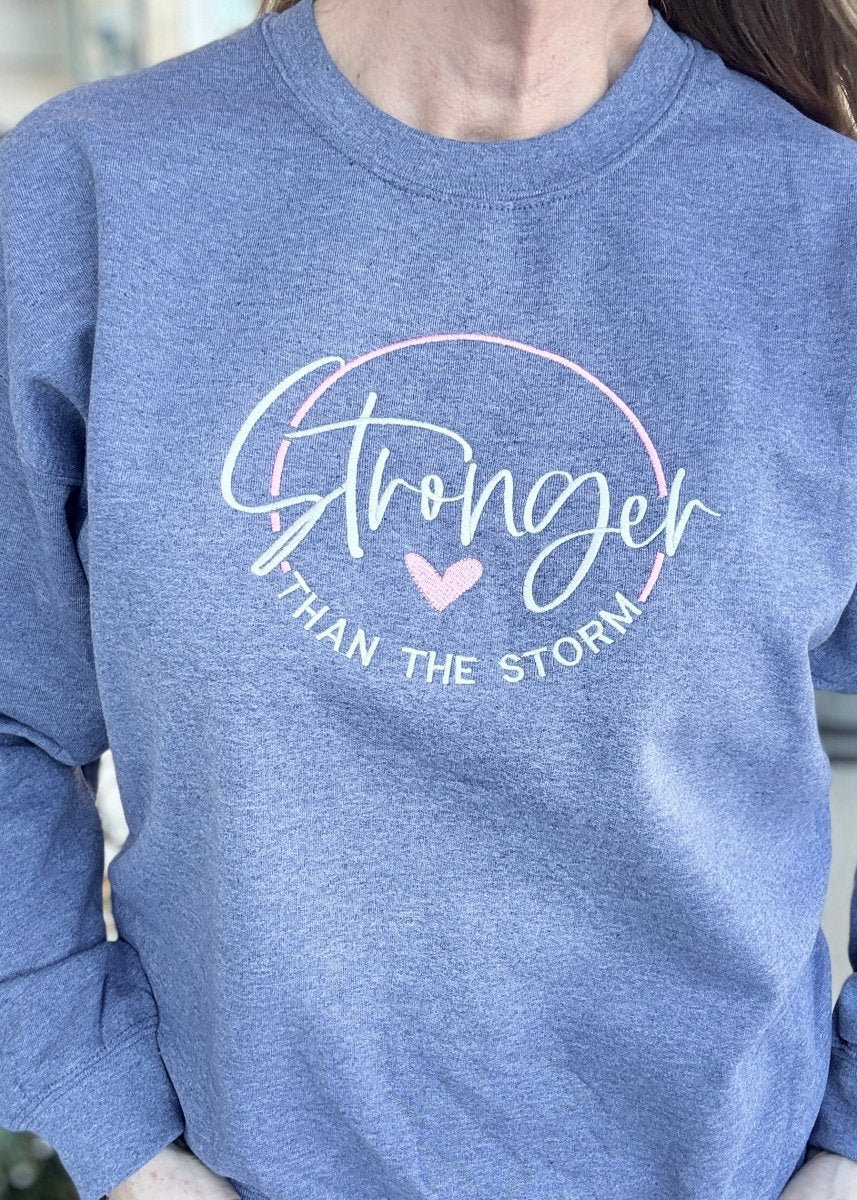 Stronger Than The Storm | Sweatshirt | Washed Navy - Jimberly's Boutique - Olive Branch - Mississippi