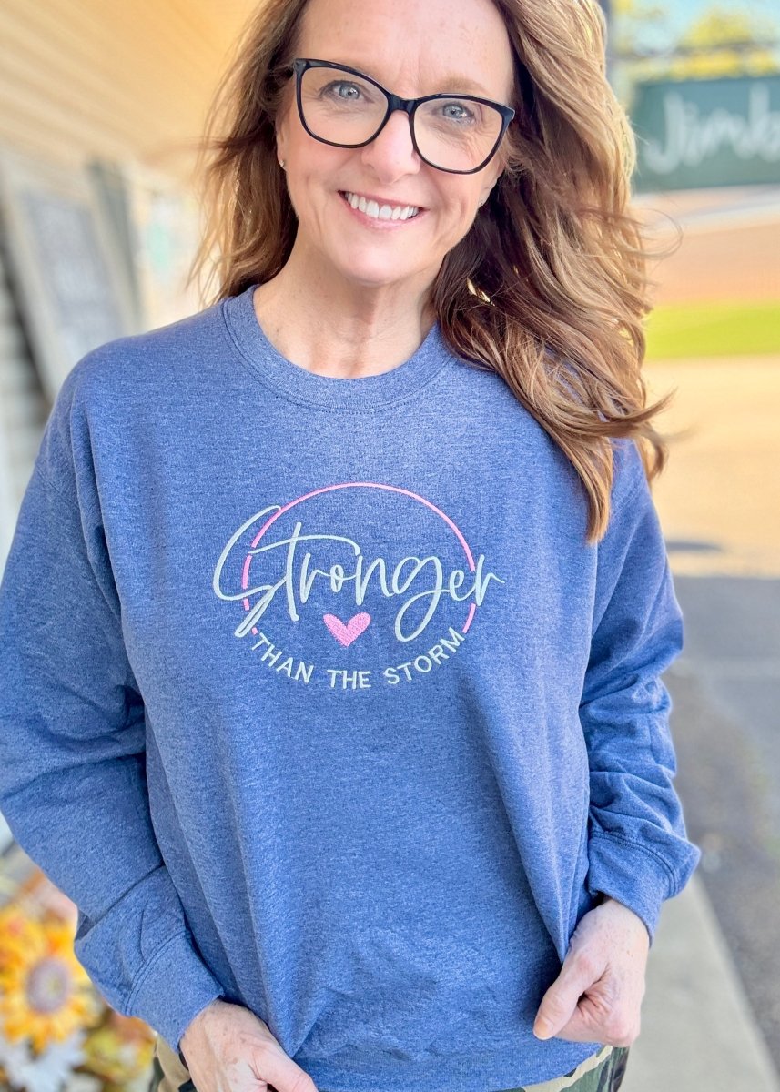 Stronger Than The Storm | Sweatshirt | Washed Navy - Jimberly's Boutique - Olive Branch - Mississippi