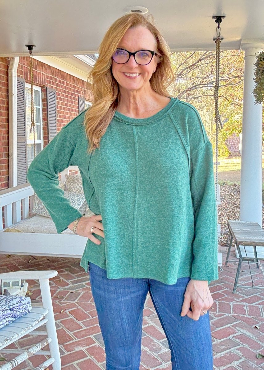 Sweet Dreams Sweater - Dark Green - Casual Sweater - Jimberly's Boutique - Olive Branch - Mississippi