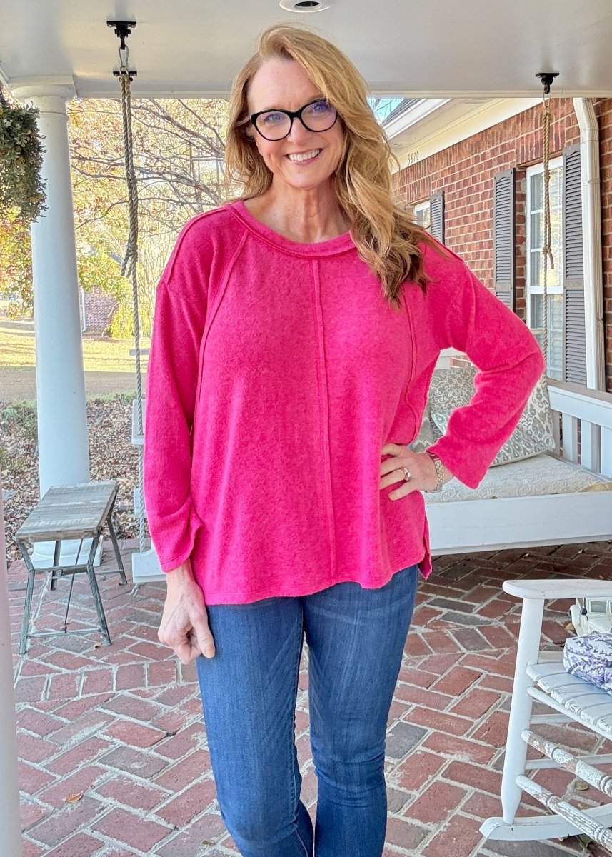 Sweet Dreams Sweater - Hot Pink - Casual Sweater - Jimberly's Boutique - Olive Branch - Mississippi
