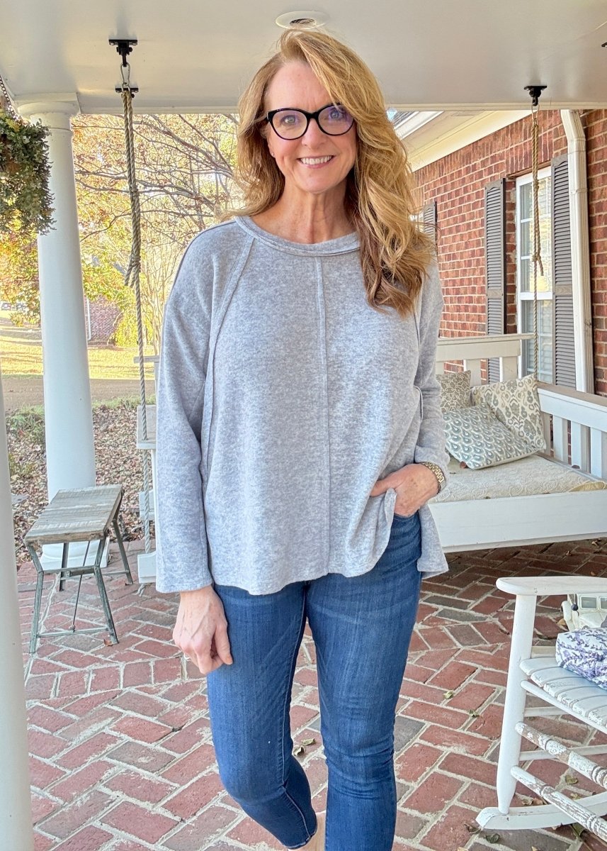 Sweet Dreams Sweater - Lt Heather Grey - Casual Sweater - Jimberly's Boutique - Olive Branch - Mississippi