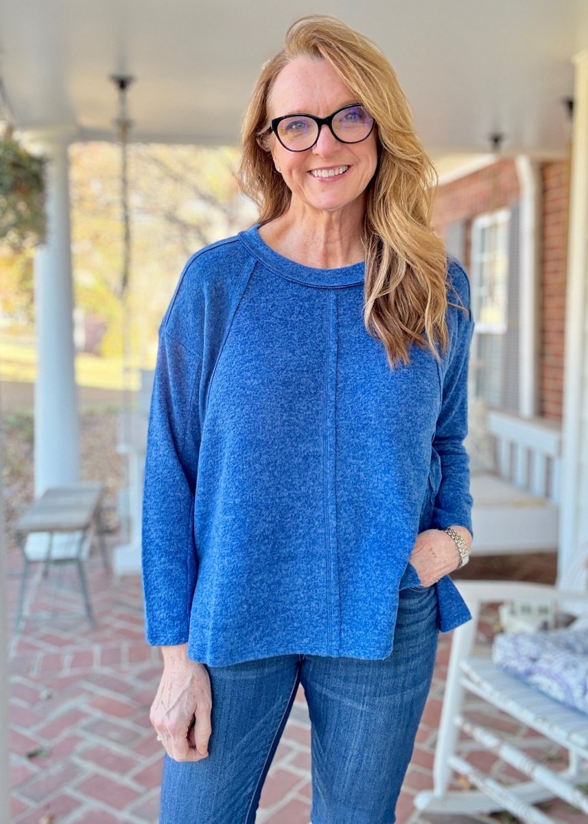 Sweet Dreams Sweater - Lt Navy - Casual Sweater - Jimberly's Boutique - Olive Branch - Mississippi