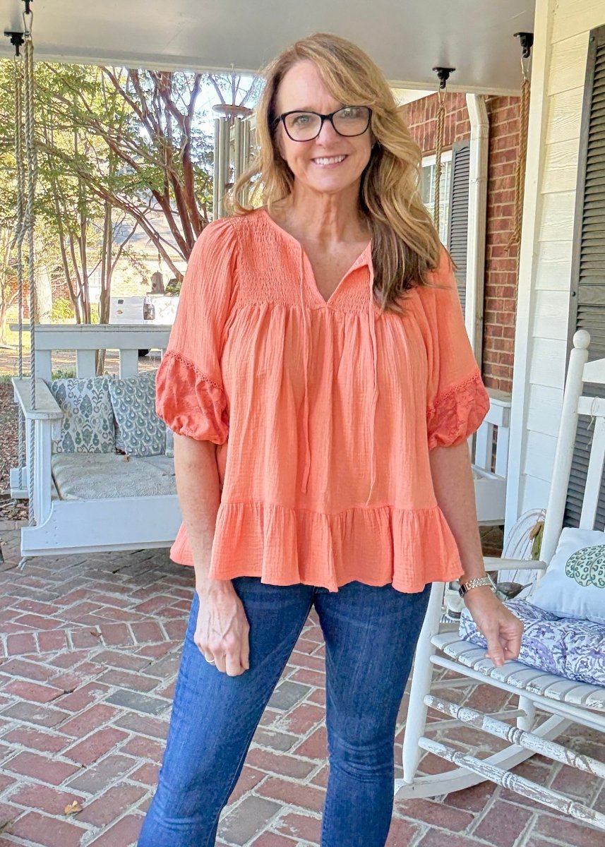 Sweet Magnolia Top - Cantaloupe - Umgee Top - Jimberly's Boutique - Olive Branch - Mississippi
