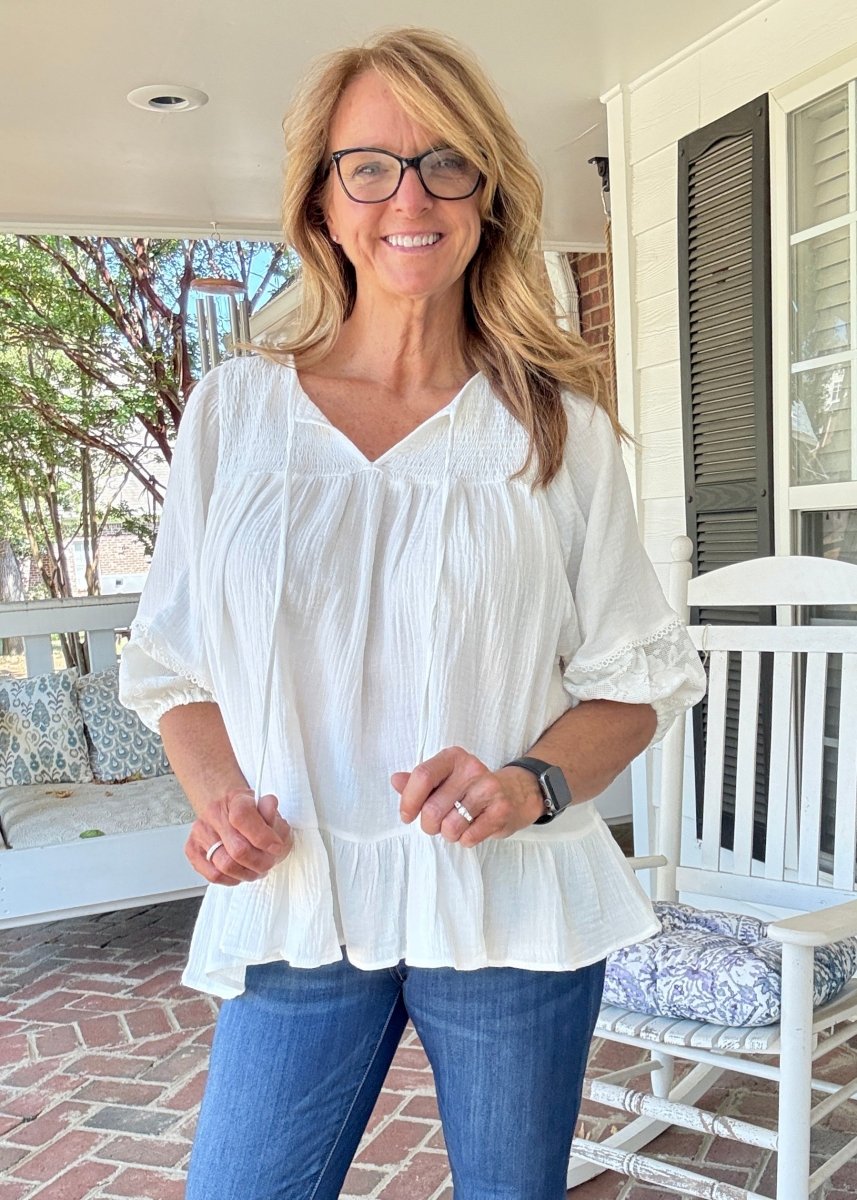 Sweet Magnolia Top - White | Umgee - Umgee Top - Jimberly's Boutique - Olive Branch - Mississippi