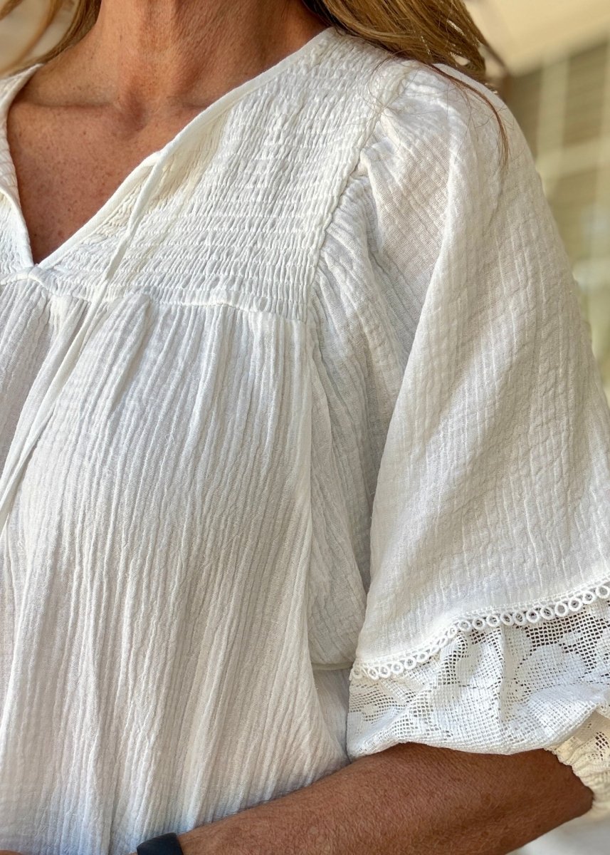 Sweet Magnolia Top - White | Umgee - Umgee Top - Jimberly's Boutique - Olive Branch - Mississippi