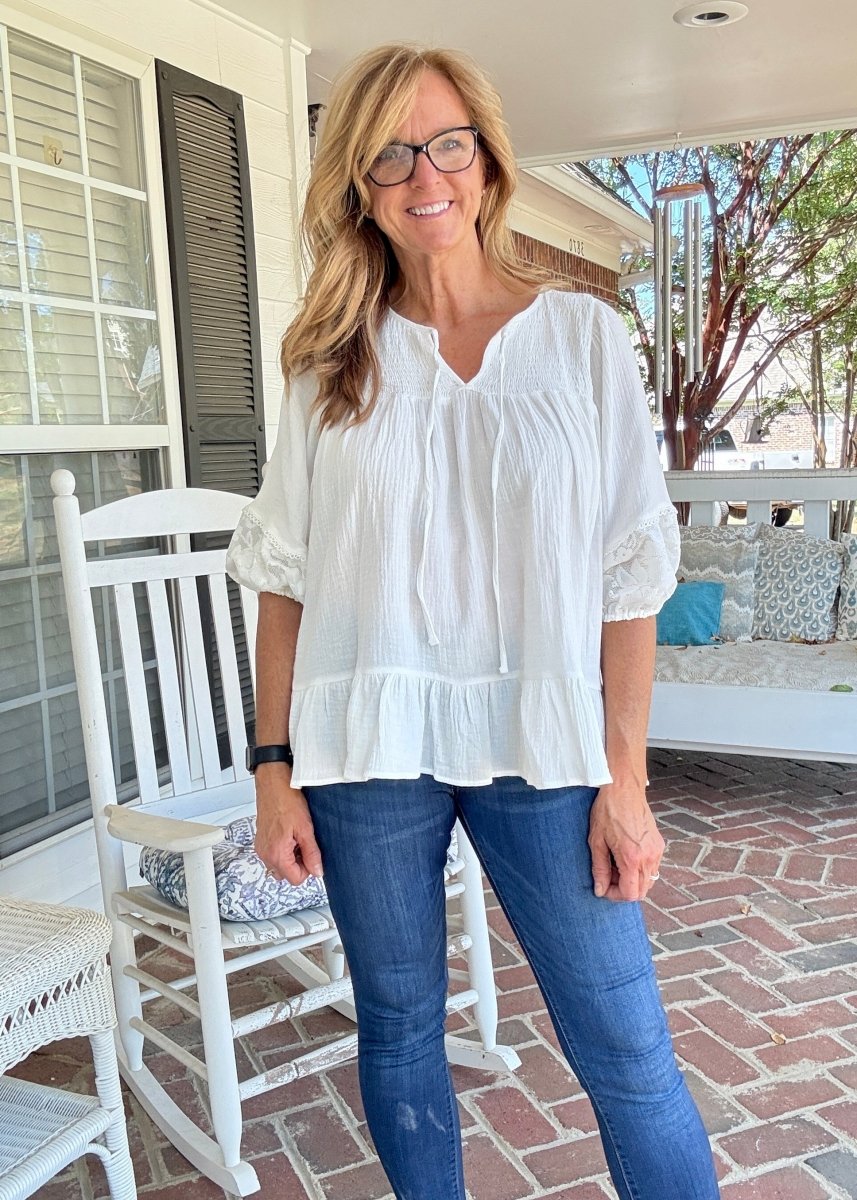 Sweet Magnolia Top - White | Umgee - Umgee Top - Jimberly's Boutique - Olive Branch - Mississippi