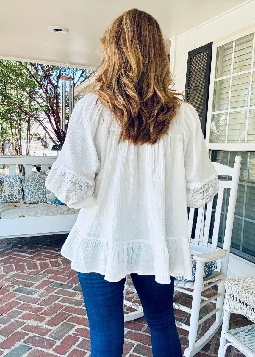 Sweet Magnolia Top - White | Umgee - Umgee Top - Jimberly's Boutique - Olive Branch - Mississippi