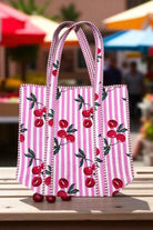 Sweet Pick Pink Cherry Stripe Tote Bag - Jimberly's Boutique - Olive Branch - Mississippi