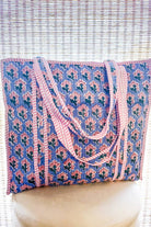 Sybil Blue and Pink Floral Tote Bag - floral tote bag - Jimberly's Boutique - Olive Branch - Mississippi