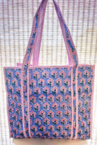 Sybil Blue and Pink Floral Tote Bag - floral tote bag - Jimberly's Boutique - Olive Branch - Mississippi