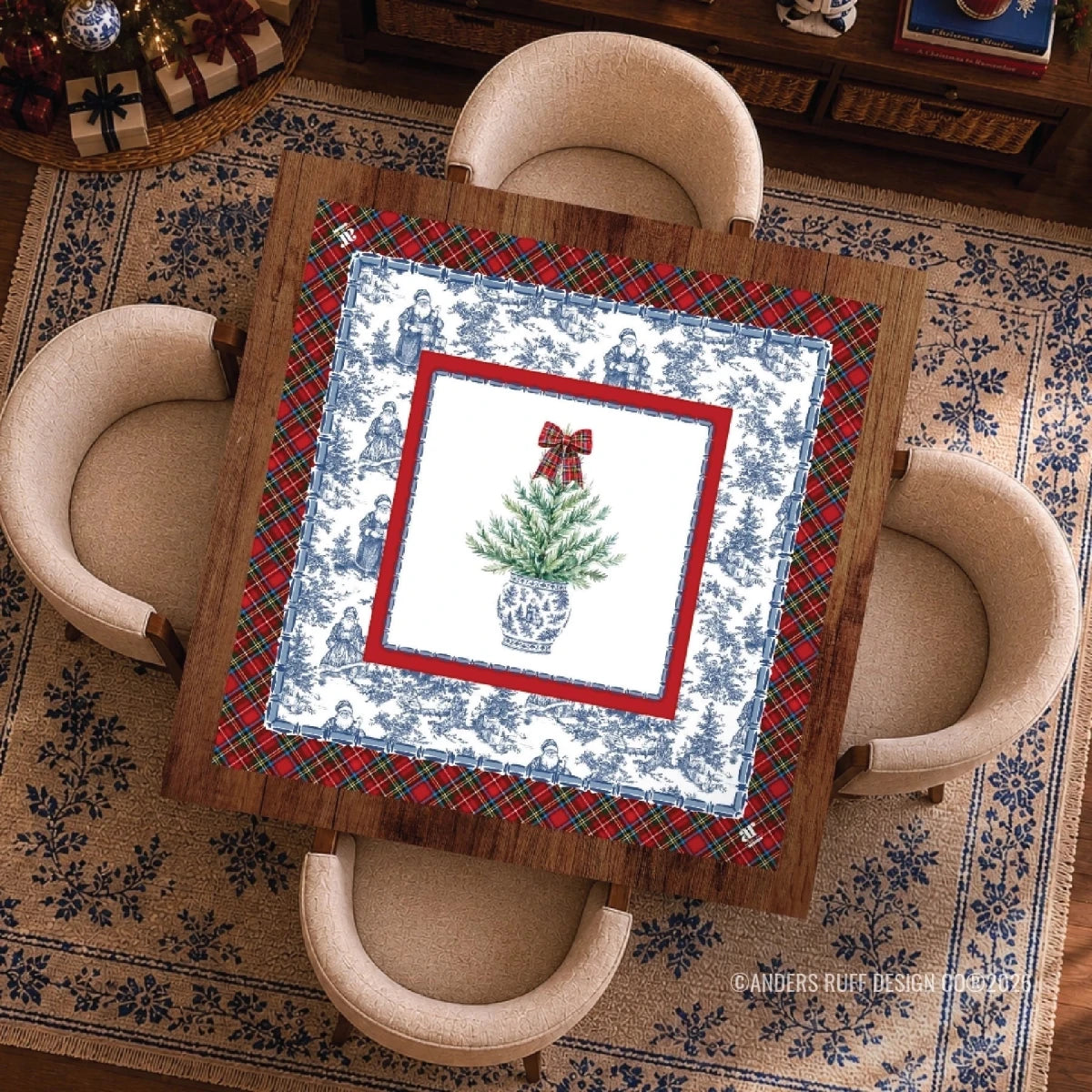 Tartan Toile Noel Mahjong Mat | Anders Ruff (preorder) - Mahjong Mat -Jimberly's Boutique-Olive Branch-Mississippi