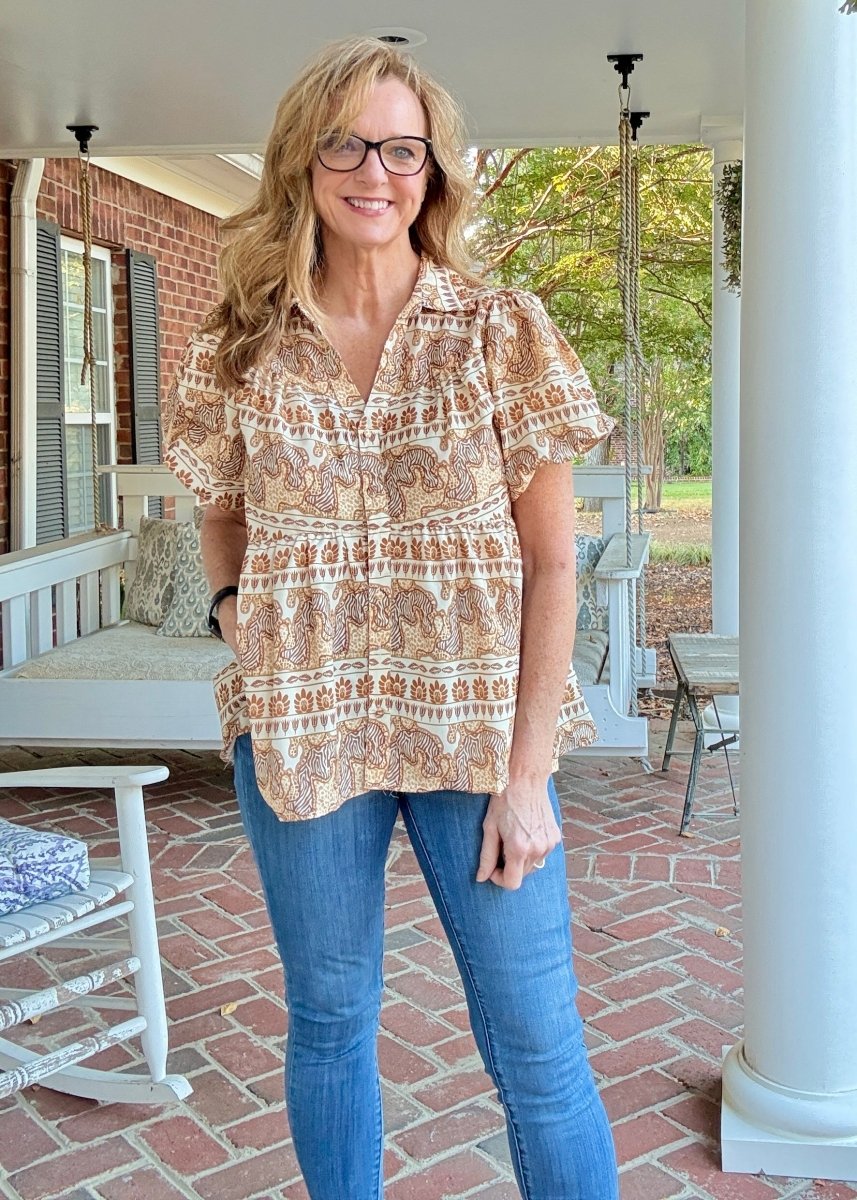 Taupe Safari Top | Umgee - Umgee Top - Jimberly's Boutique - Olive Branch - Mississippi