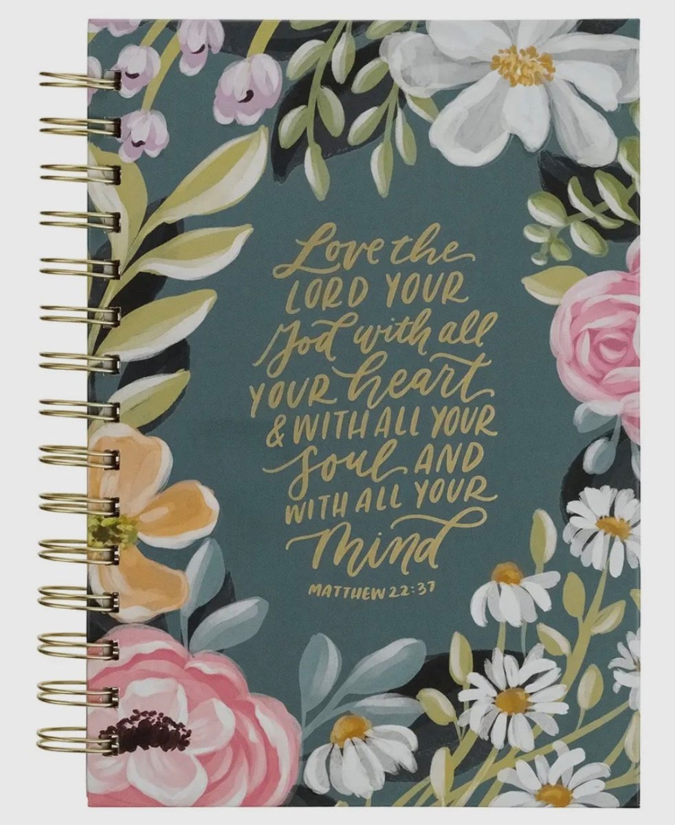 Teal Floral Love the Lord Matt. 22:37 Wirebound Journal - journal - Jimberly's Boutique - Olive Branch - Mississippi