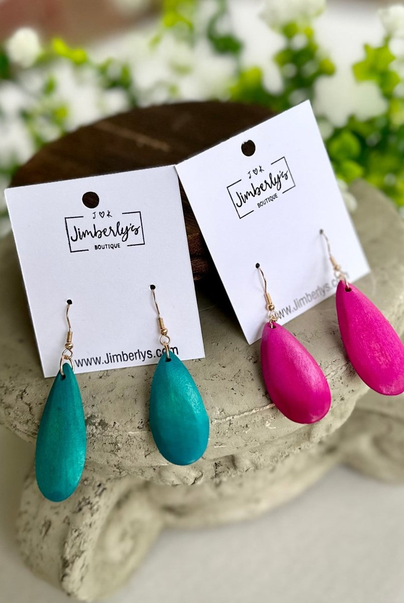 Teardrop Dangle Wood Earrings - earrings -Jimberly's Boutique-Olive Branch-Mississippi
