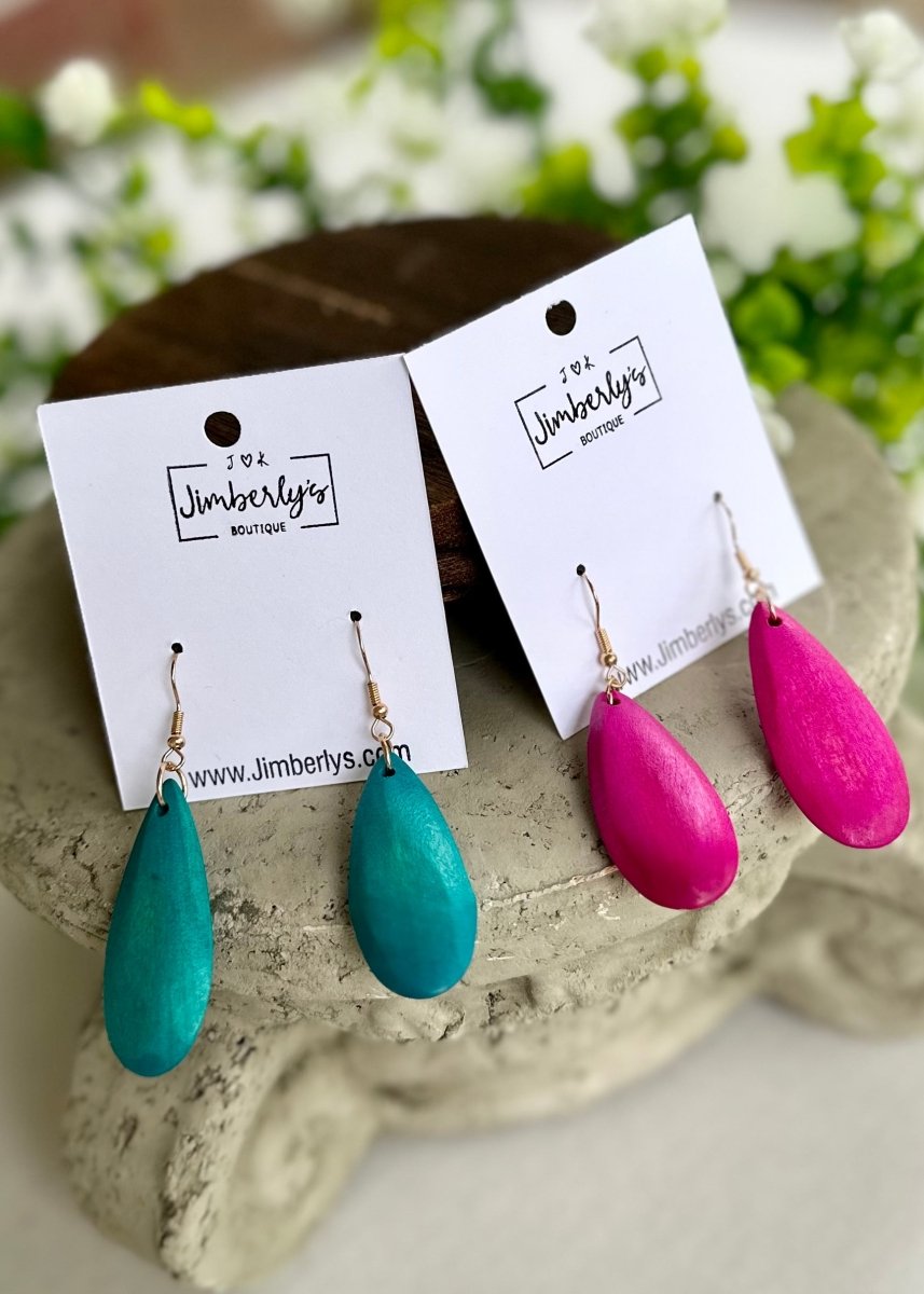 Teardrop Dangle Wood Earrings - earrings -Jimberly's Boutique-Olive Branch-Mississippi