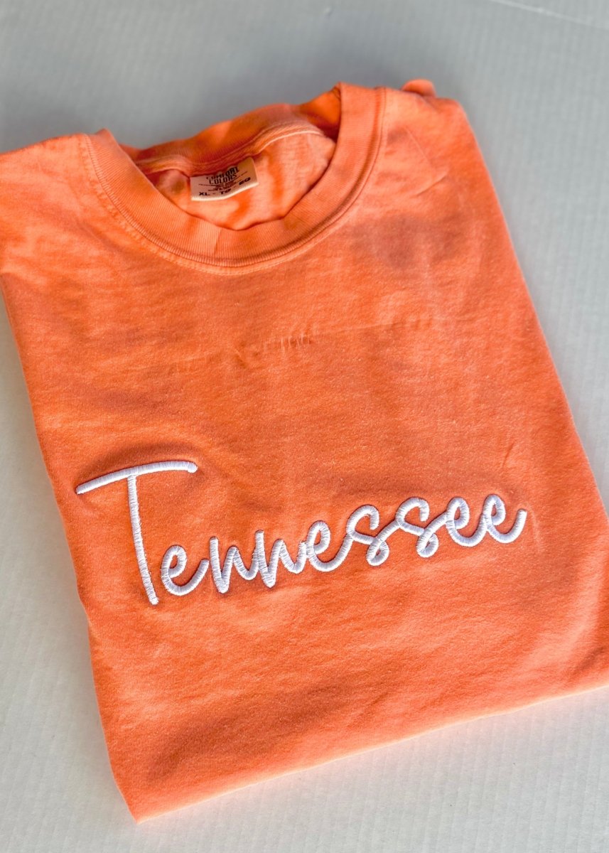 Tennessee 3D Puff Embroidered Comfort Colors T-shirt - Embroidered Comfort Colors -Jimberly's Boutique-Olive Branch-Mississippi