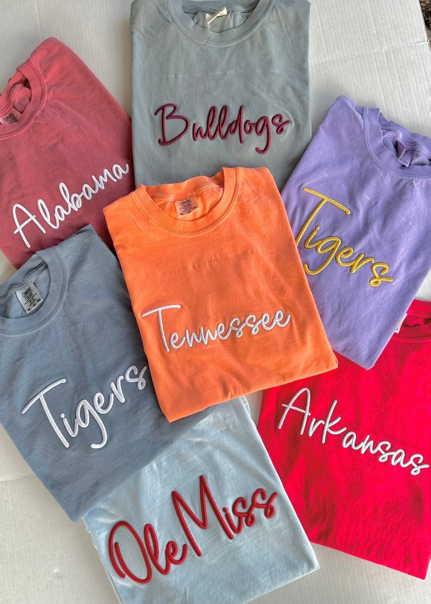 Tennessee 3D Puff Embroidered Comfort Colors T-shirt - Embroidered Comfort Colors -Jimberly's Boutique-Olive Branch-Mississippi