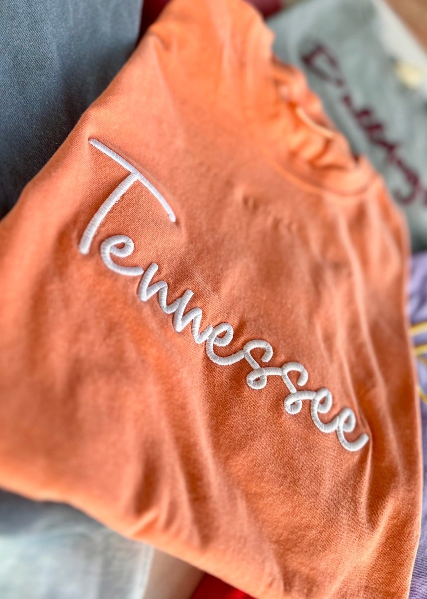 Tennessee 3D Puff Embroidered Comfort Colors T-shirt - Embroidered Comfort Colors -Jimberly's Boutique-Olive Branch-Mississippi