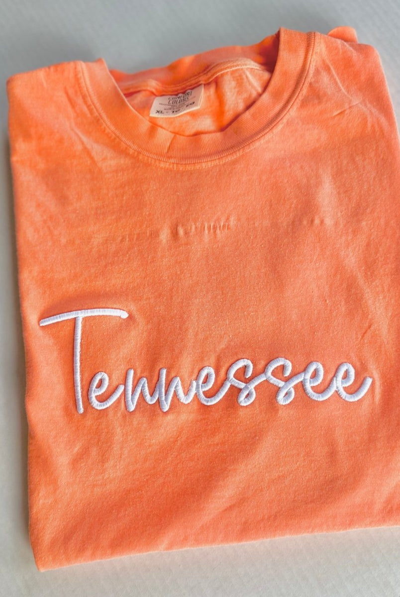 Tennessee 3D Puff Embroidered Comfort Colors T-shirt - Embroidered Comfort Colors -Jimberly's Boutique-Olive Branch-Mississippi
