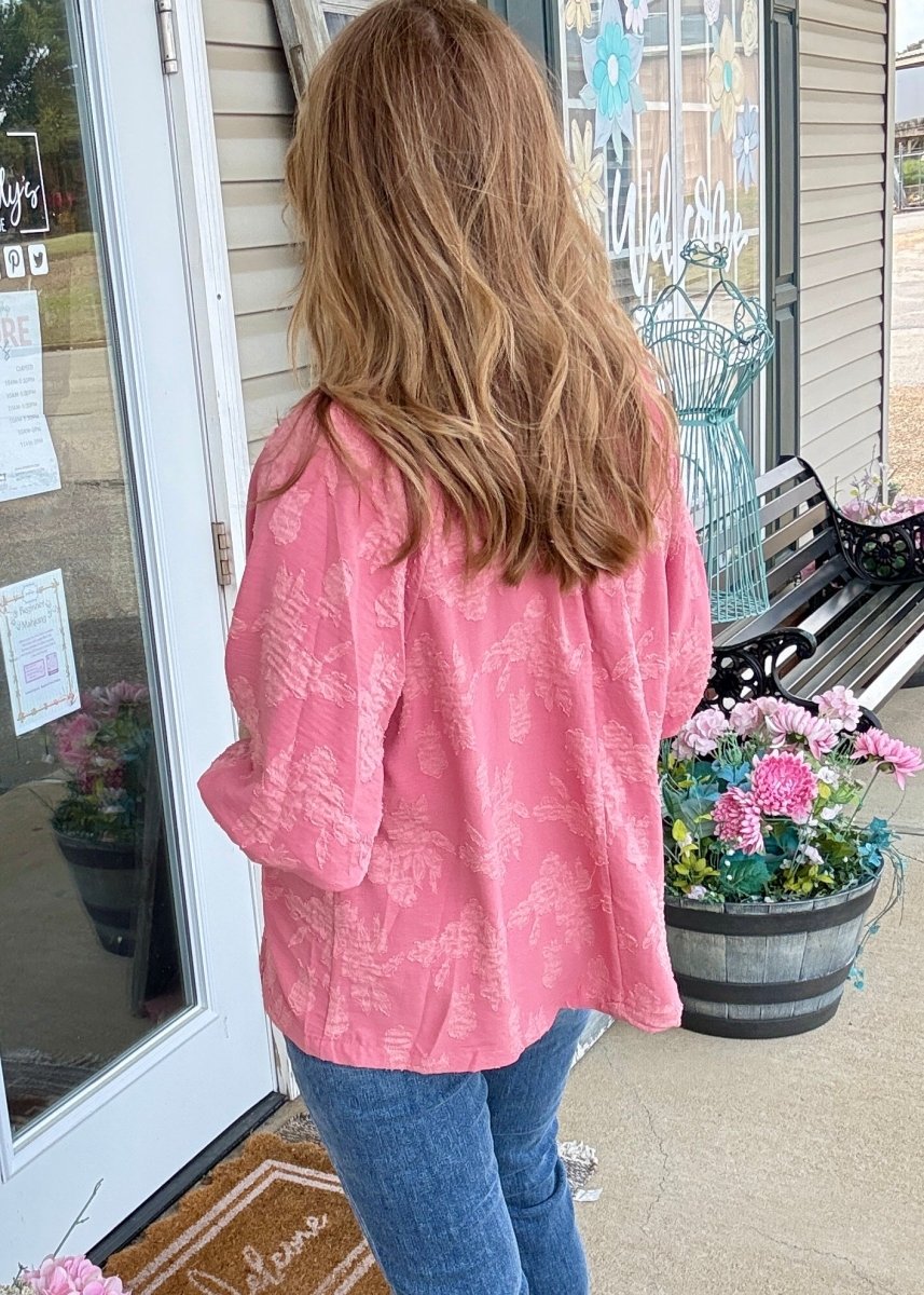 Textured Floral Top/Blouse - Rose - Umgee Top - Jimberly's Boutique - Olive Branch - Mississippi