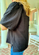 Textured Puff Sleeve Top - Black - Umgee Top - Jimberly's Boutique - Olive Branch - Mississippi