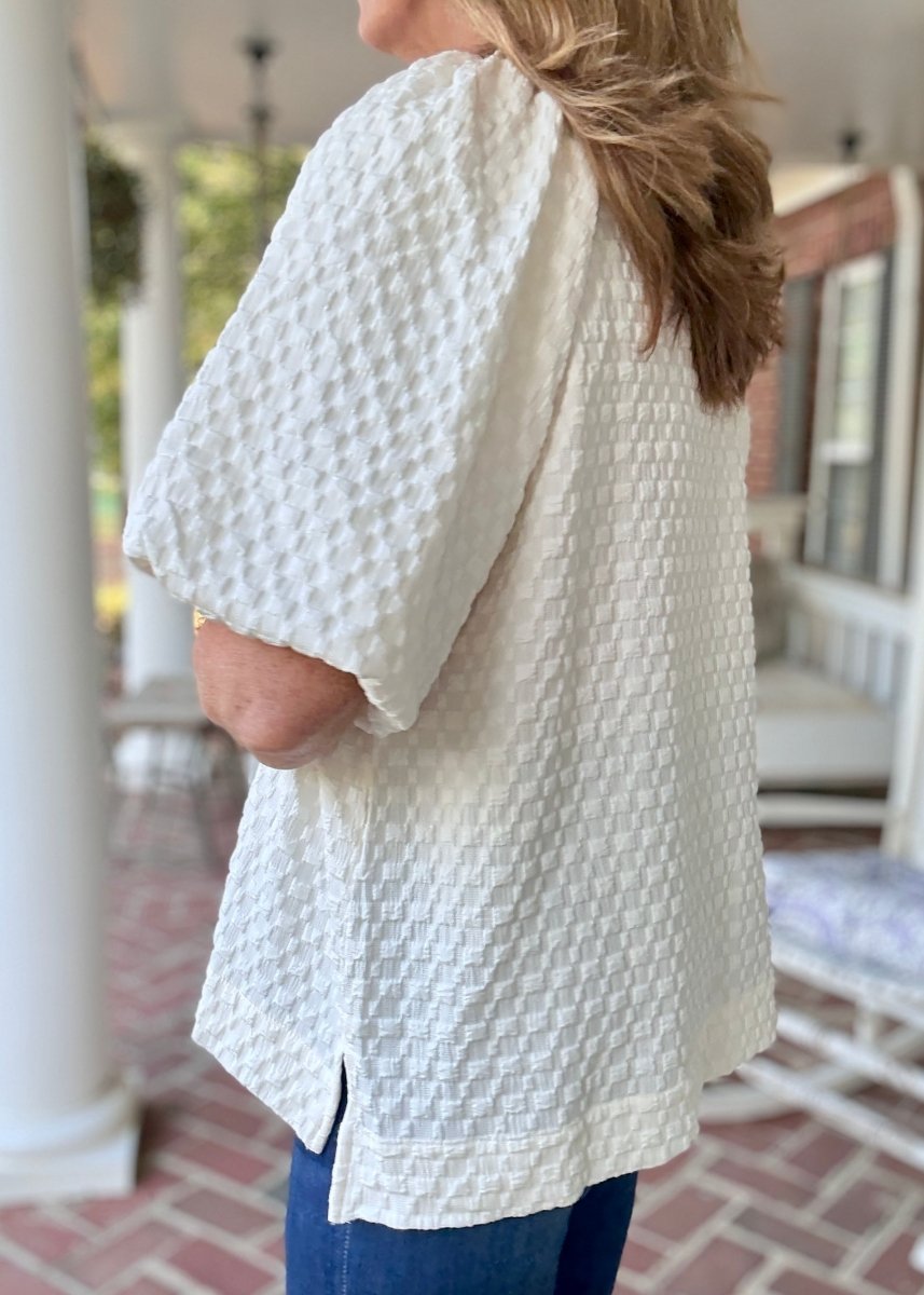 Textured Puff Sleeve Top - Cream - Umgee Top - Jimberly's Boutique - Olive Branch - Mississippi