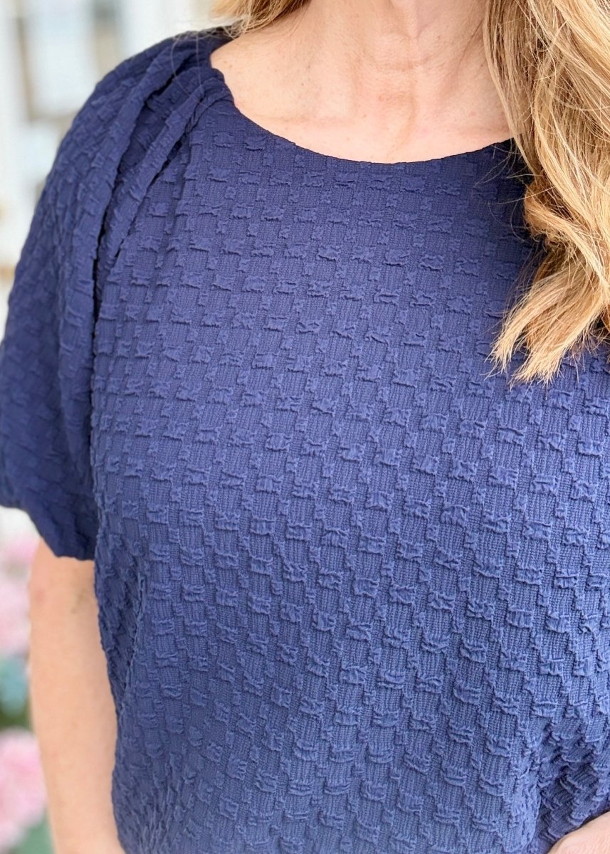 Textured Puff Sleeve Top - Navy - Umgee Top - Jimberly's Boutique - Olive Branch - Mississippi