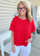 Textured Puff Sleeve Top - Red - Umgee Top -Jimberly's Boutique-Olive Branch-Mississippi