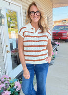 Textured Striped Collared Sweater Vest - Deep Camel - sweater -Jimberly's Boutique-Olive Branch-Mississippi