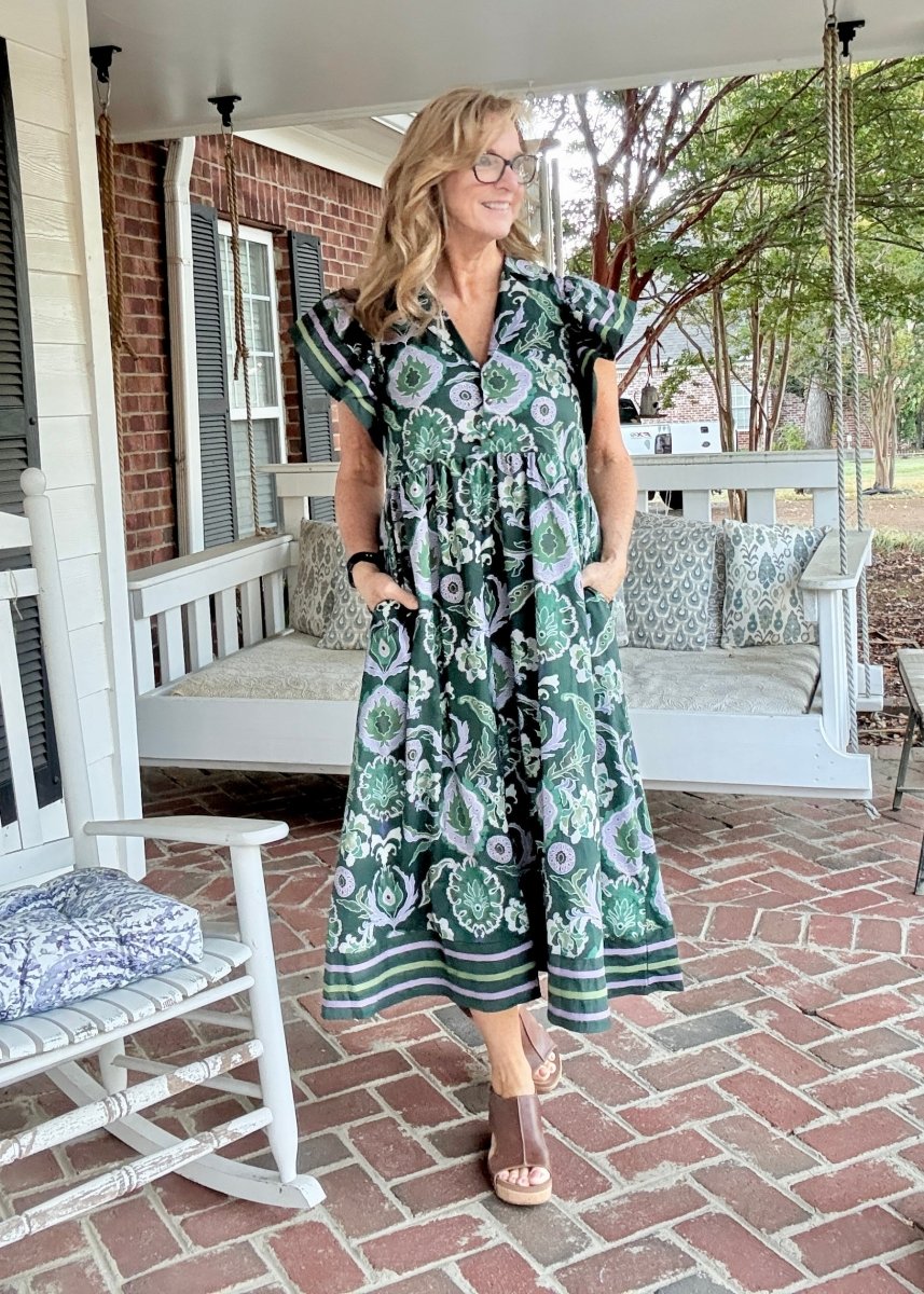 Tiered Charm Dress - Green Combo | Entro - entro dress - Jimberly's Boutique - Olive Branch - Mississippi