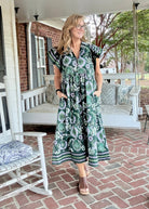 Tiered Charm Dress - Green Combo | Entro - entro dress - Jimberly's Boutique - Olive Branch - Mississippi