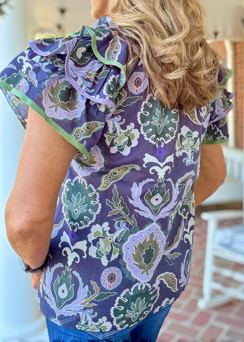 Tiered Charm Top - Navy Combo | Entro - Entro Top - Jimberly's Boutique - Olive Branch - Mississippi