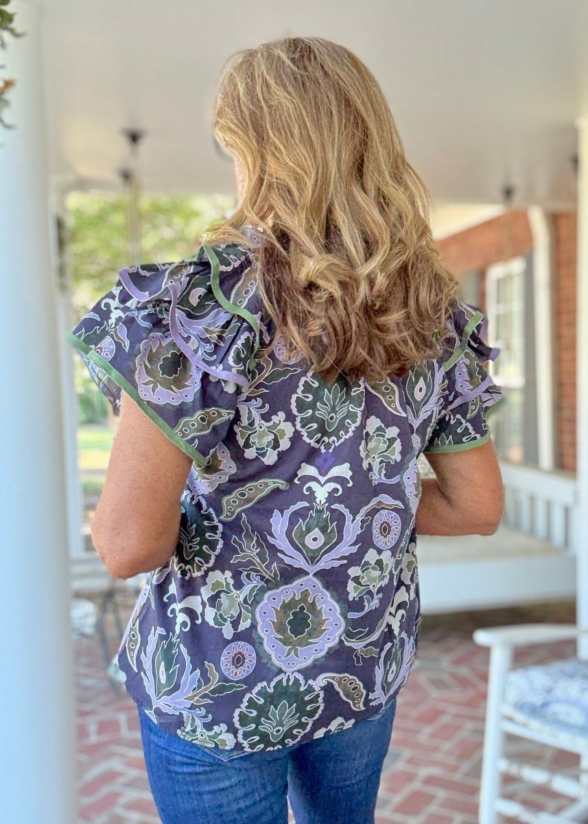 Tiered Charm Top - Navy Combo | Entro - Entro Top - Jimberly's Boutique - Olive Branch - Mississippi