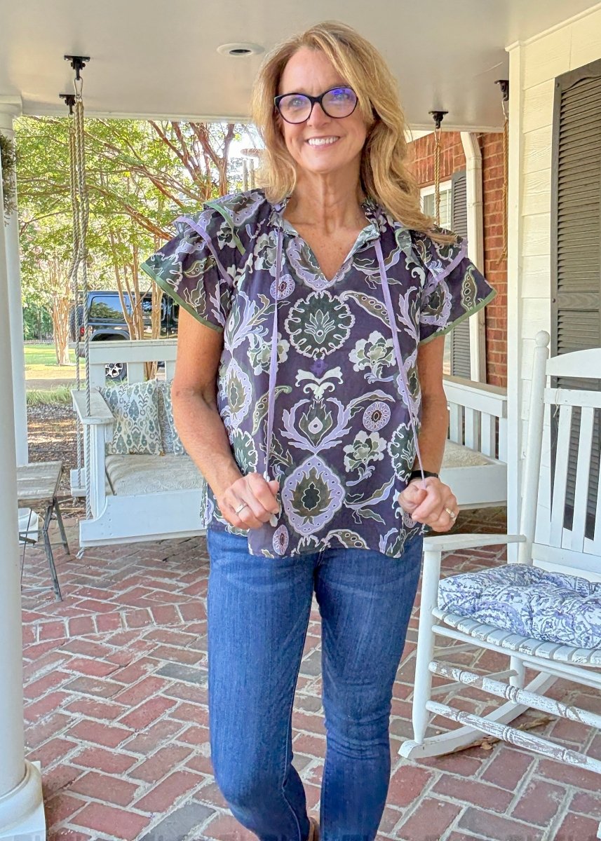 Tiered Charm Top - Navy Combo | Entro - Entro Top - Jimberly's Boutique - Olive Branch - Mississippi