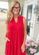 Tiered Dress - Red | Dear Scarlett - Dear Scarlett Wrinkle Free Dress - Jimberly's Boutique - Olive Branch - Mississippi