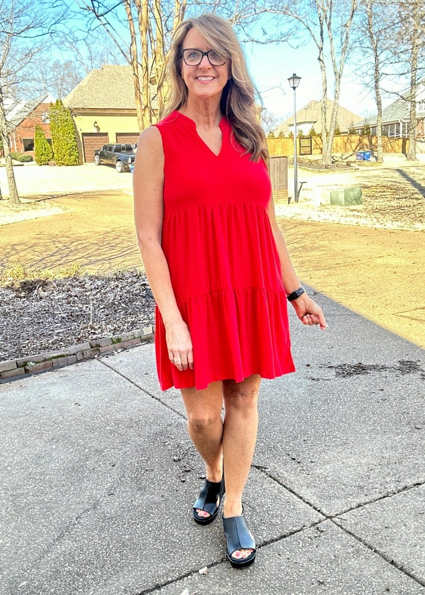 Tiered Dress - Red | Dear Scarlett (S - 3X) - Dear Scarlett Wrinkle Free Dress - Jimberly's Boutique - Olive Branch - Mississippi