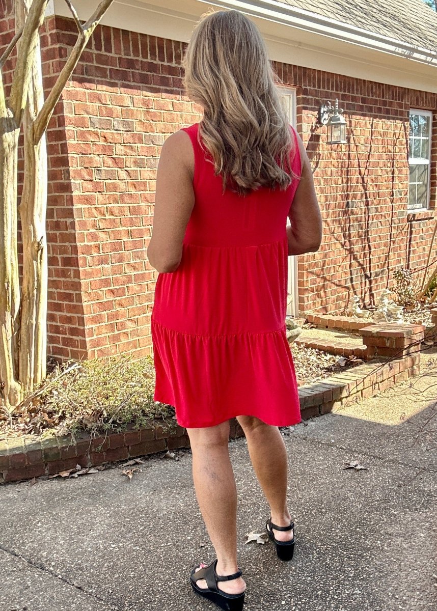 Tiered Dress - Red | Dear Scarlett (S - 3X) - Dear Scarlett Wrinkle Free Dress - Jimberly's Boutique - Olive Branch - Mississippi