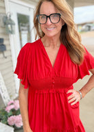 Tiered Smocked Waist Dress - Red | Umgee - Umgee Dress - Jimberly's Boutique - Olive Branch - Mississippi