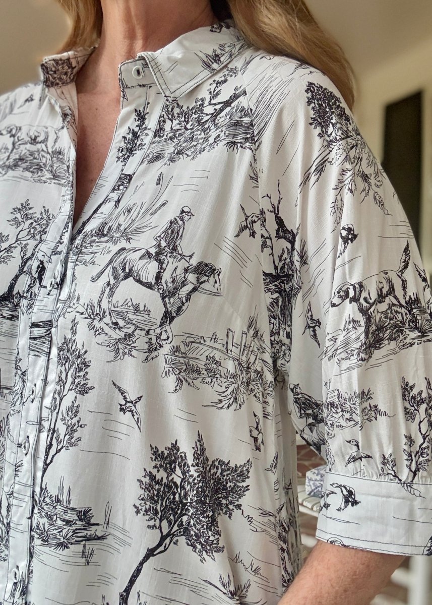 Toile Button Down Top - Black | Umgee - Umgee Top - Jimberly's Boutique - Olive Branch - Mississippi