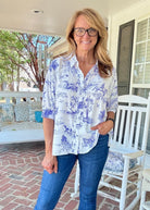 Toile Button Down Top - Blue | Umgee - Umgee Top - Jimberly's Boutique - Olive Branch - Mississippi