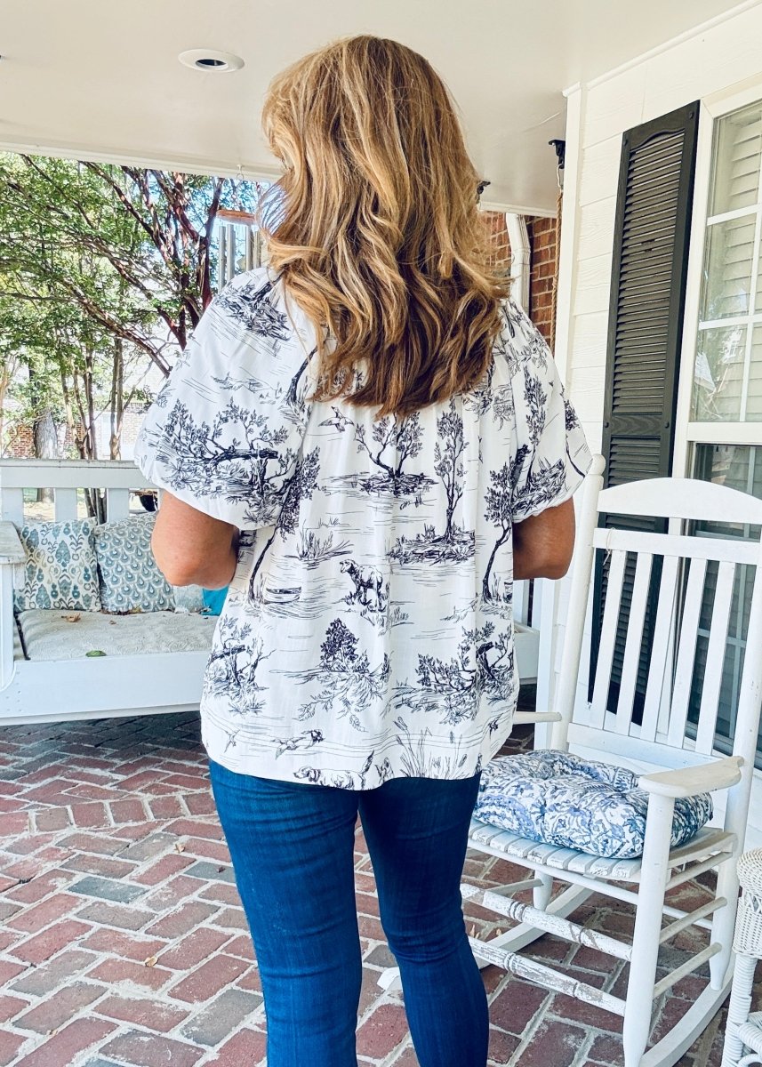 Toile Smock Neck Top - Black | Umgee - Umgee Top - Jimberly's Boutique - Olive Branch - Mississippi
