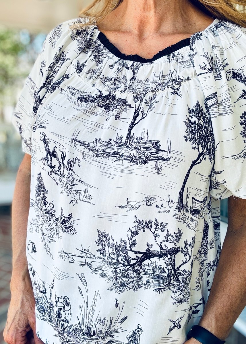 Toile Smock Neck Top - Black | Umgee - Umgee Top - Jimberly's Boutique - Olive Branch - Mississippi