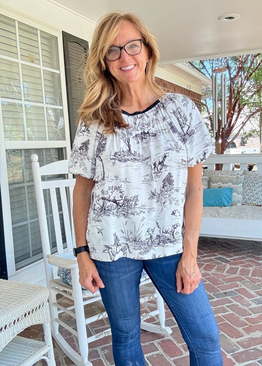 Toile Smock Neck Top - Black | Umgee - Umgee Top - Jimberly's Boutique - Olive Branch - Mississippi
