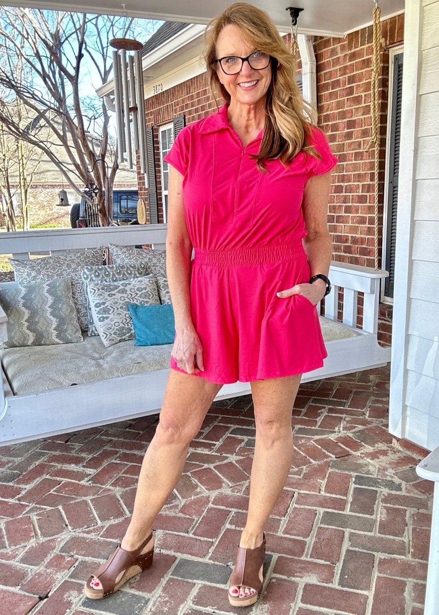 Top Pick Romper - Flamingo Pink - romper - Jimberly's Boutique - Olive Branch - Mississippi