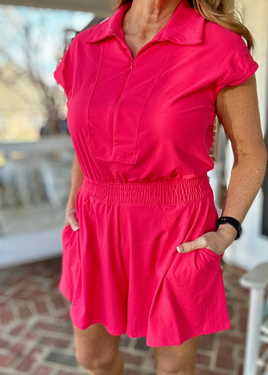 Top Pick Romper - Flamingo Pink - romper - Jimberly's Boutique - Olive Branch - Mississippi