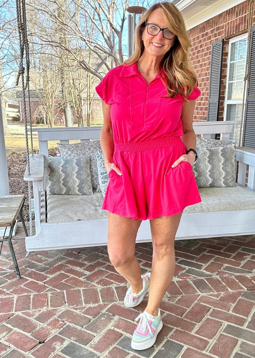 Top Pick Romper - Flamingo Pink - romper - Jimberly's Boutique - Olive Branch - Mississippi