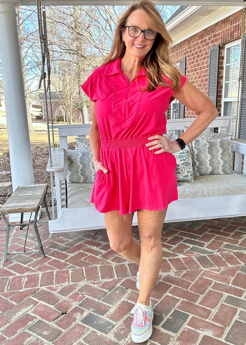 Top Pick Romper - Flamingo Pink - romper - Jimberly's Boutique - Olive Branch - Mississippi