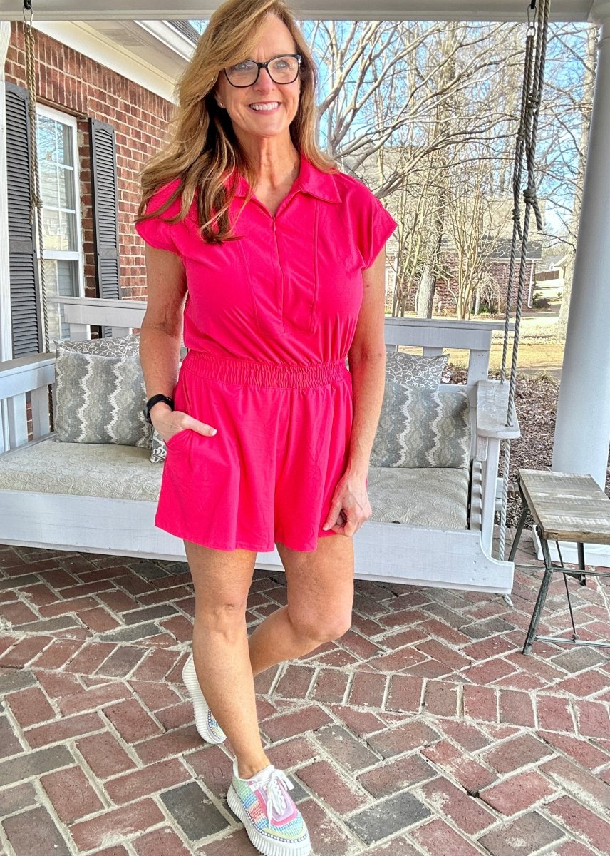 Top Pick Romper - Flamingo Pink - romper - Jimberly's Boutique - Olive Branch - Mississippi