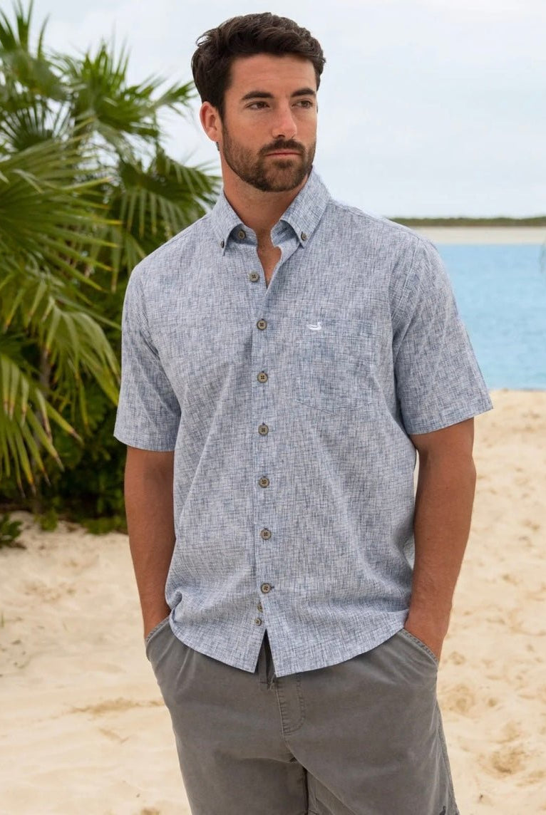 Tulum Woven Shirt - Lines - Navy - dress shirt -Jimberly's Boutique-Olive Branch-Mississippi